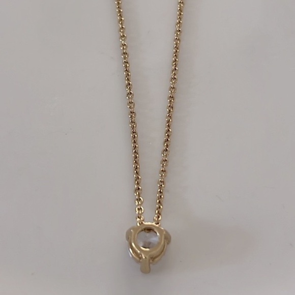 KATE SPADE • Brilliant Statement Tri-Prong Clear Crystal Pendant Gold Necklace - Picture 6 of 7